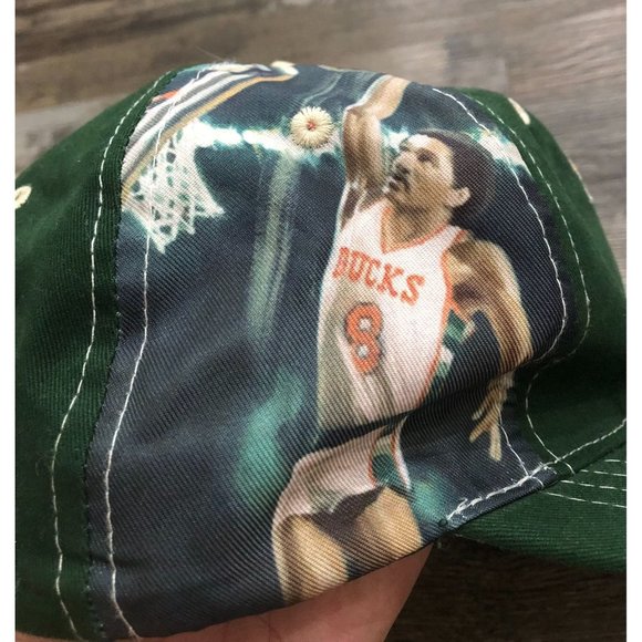 Marques Johnson 8 Milwaukee Bucks Hat SGA Green Cap Hat Adjustable - Picture 4 of 6